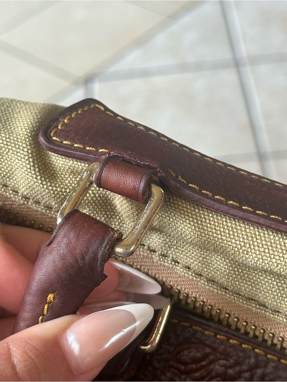 Dooney & Bourke Olive Canvas Duffel with Brown Leather Trim - Picture 15 of 15